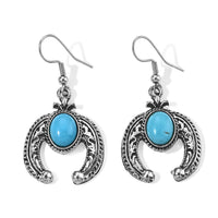 Blue Howlite 1.00 ctw Horseshoe Earrings in Silvertone