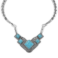 Blue Howlite 40.00 ctw Necklace (16.5-19.5 Inches) in Silvertone