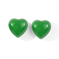Green Jade Set of 2 (Hrt 6 mm) 1.96 ctw
