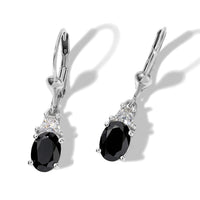 D''Joy Black and White Moissanite 1.90 ctw Solitaire Lever Back Earrings in Rhodium Over Sterling Silver
