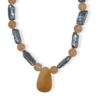 EverTrue Gold Quartz and Multi Gemstone 75.00 ctw Necklace (18 Inches) in Platinum Bond