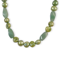 EverTrue Green Aventurine and Green Pearl (D) 75.00 ctw Necklace (18 Inches) in Platinum Bond