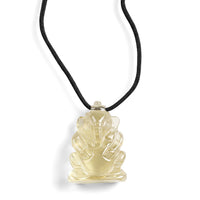 Lemon Quartz 109.00 ctw 1.5 Carved Genish Necklace in Silvertone 16-19 Inches