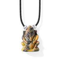 Yellow Turquoise 109.00 ctw 1.5 Carved Genish Necklace (16-19 Inches) in Silvertone