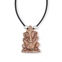 Fossilized Agate 109.00 ctw 1.5 Carved Genish Necklace (16-19 Inches) in Silvertone