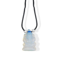 Opalite 109.00 ctw 1.5 Carved Genish Necklace (16-19 Inches) in Silvertone