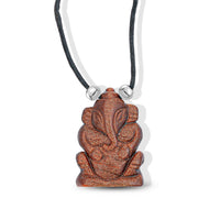 Brown Gold Stone 109.00 ctw 1.5 Carved Genish Necklace (16-19 Inches) in Silvertone