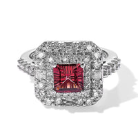 D''Joy Concave Cut Premium Tanzanian Raspberry Garnet, Moissanite Ring in Rhodium Over Sterling Silver (Size 10.0) 2.25 ctw