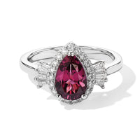 D''Joy Premium Tanzanian Raspberry Garnet, Moissanite Ring in Rhodium Over Sterling Silver (Size 10.0) 2.00 ctw