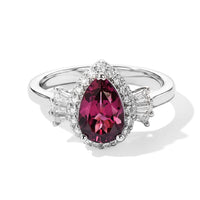 D''Joy Premium Tanzanian Raspberry Garnet, Moissanite Ring in Rhodium Over Sterling Silver (Size 10.0) 2.00 ctw