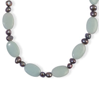 EverTrue Amazonite and Peacock Pearl 125.00 ctw Necklace (18 Inches) in Platinum Bond