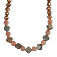 EverTrue Brown Freshwater Pearl and Multi Gemstone 110.00 ctw Necklace (18 Inches) in Platinum Bond