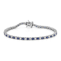 EverTrue Lab Grown Blue Sapphire and Moissanite 5.80 ctw Cluster Bracelet in Platinum Bond (6.50 In)
