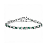 EverTrue Lab Grown Emerald and Moissanite 5.25 ctw Cluster Bracelet in Platinum Bond (6.50 In)