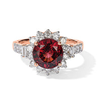 Certified and Appraised 10K Rose Gold AAA Tanzanian Raspberry Garnet, Luxuriant Lab Grown Diamond (G-H, SI) (0.75cts) Ring (Size 10.0) 3.50 ctw