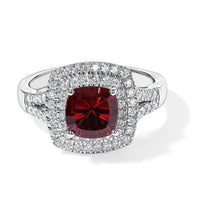 D''Joy Concave Cut Premium Tanzanian Raspberry Garnet, Moissanite Ring in Rhodium Over Sterling Silver (Size 10.0) 2.20 ctw
