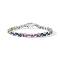 GP Premium Rainbow Sapphire and Multi Gemstone 10.80 ctw Bracelet in Rhodium Over Sterling Silver (6.50 In)