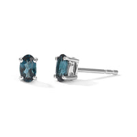 10K White Gold AAA Monte Belo Indicolite Solitaire Stud Push Post Earrings 0.50 ctw