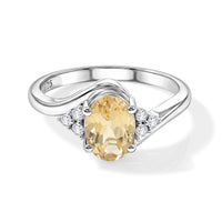 Brazilian Citrine, Simulated Diamond Ring in Sterling Silver (Size 8.0) 1.26 ctw