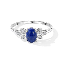 Lapis Lazuli, Simulated Diamond Ring in Sterling Silver (Size 7.0) 1.06 ctw