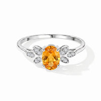 Brazilian Citrine, Simulated Diamond Ring in Sterling Silver (Size 7.0) 0.96 ctw