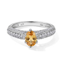 Citrine, Simulated Diamond Ring in Sterling Silver (Size 7.0) 1.32 ctw