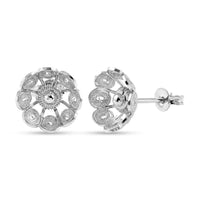 Flower Bell Cap Pin Finding Earrings in Sterling Silver 2.50 Grams