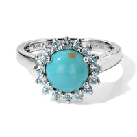D''Joy AAA Sonoran Turquoise, Blue Apatite Ring in Rhodium Over Sterling Silver (Size 5.0) 2.20 ctw