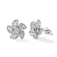Textured Flower Stud Earrings in Sterling Silver 2.40 Grams