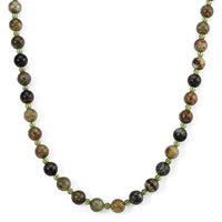 Green Garnet and Peridot 350.00 ctw Beaded Necklace in Stainless Steel (18 Inches)