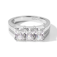 Simulated Diamond 3 Stone Ring in Stainless Steel (Size 10.0) 5.15 ctw