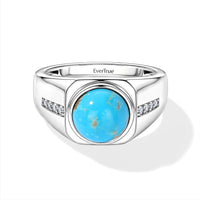 EverTrue Sonoran Turquoise , Moissanite Mens Ring in Platinum Bond (Size 9.0) 4.20 ctw