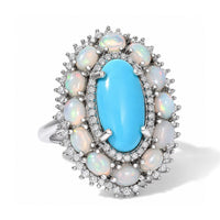 EverTrue Sonoran Turquoise , Moissanite Mens Ring in Platinum Bond (Size 9.0) 4.20 ctw