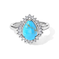 D''Joy AAA Sonoran Turquoise, Moissanite Ring in Rhodium Over Sterling Silver (Size 10.0) 2.20 ctw