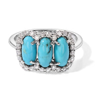 D''Joy AAA Sonoran Turquoise, Moissanite Ring in Rhodium Over Sterling Silver (Size 10.0) 2.35 ctw
