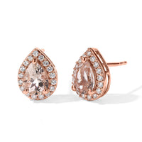 D''Joy Premium Marropino Morganite and Moissanite 1.60 ctw Earrings in 18K Vermeil Rose Gold Over Sterling Silver