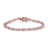 Premium Marropino Morganite and Luxuriant Lab Grown Diamond G-H SI 8.40 ctw Bracelet in 18K Vermeil Rose Gold Over Sterling Silver (7.25 In)