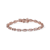 Premium Marropino Morganite, Luxuriant Lab Grown Diamond G-H SI 7.50 ctw Bracelet in 18K Vermeil Rose Gold Over Sterling Silver (6.50 In)