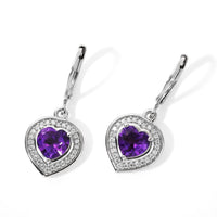 EverTrue African Amethyst and Moissanite 2.40 ctw Earrings in Platinum Bond
