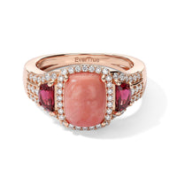 EverTrue Oregon Sunrise Peach Opal and Multi Gemstone 2.60 ctw Ring in 18K RG Plated (Size 10.0)
