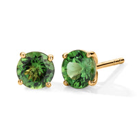 SGL Certified AAA Chrome Tourmaline 1.40 ctw Solitaire Stud Earrings in 14K Yellow Gold