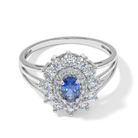Tanzanite and Simulated Diamond 0.95 ctw Ring in Sterling Silver (Size 9.0)