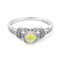 Opalite and Simulated Diamond 3.60 ctw Ring in Sterling Silver (Size 8.0)