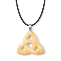 Yellow Jade 55.00 ctw Celic Trinity Knot Pendant in Stainless Steel with Cord Necklace (Adjustable)