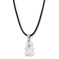 Howlite 15.00 ctw Gummy Bear Pendant in Stainless Steel with Cord Necklace (Adjustable)