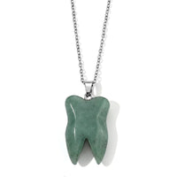 Yellow Jade 45.00 ctw Tooth Pendant Necklace in Stainless Steel (20 inches)