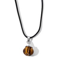 Tigers Eye 15.00 ctw Pumpkin Pendant in Silvertone with Cord Necklace (Adjustable)