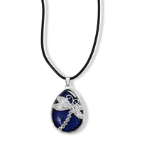 Turquoise 50.00 ctw Dragonfly Pendant in Silvertone with Cord Necklace (Adjustable)