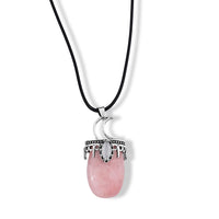 Dalmation Jasper 45.00 ctw Crescent Moon Pendant in Stainless Steel with Cord Necklace (Adjustable)