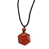 Red Jasper 50.00 ctw Hexagon Pendant with Adjustable Braided Rope Necklace